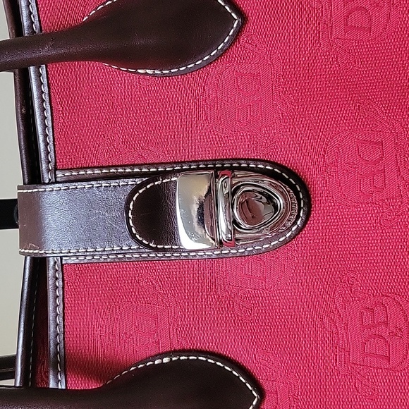 Dooney & Bourke Double Handle-Tote Satchel Donegal Crest Red-Brown Shoulder Bag - Picture 3 of 8